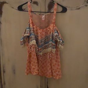 Flounce cold shoulder top